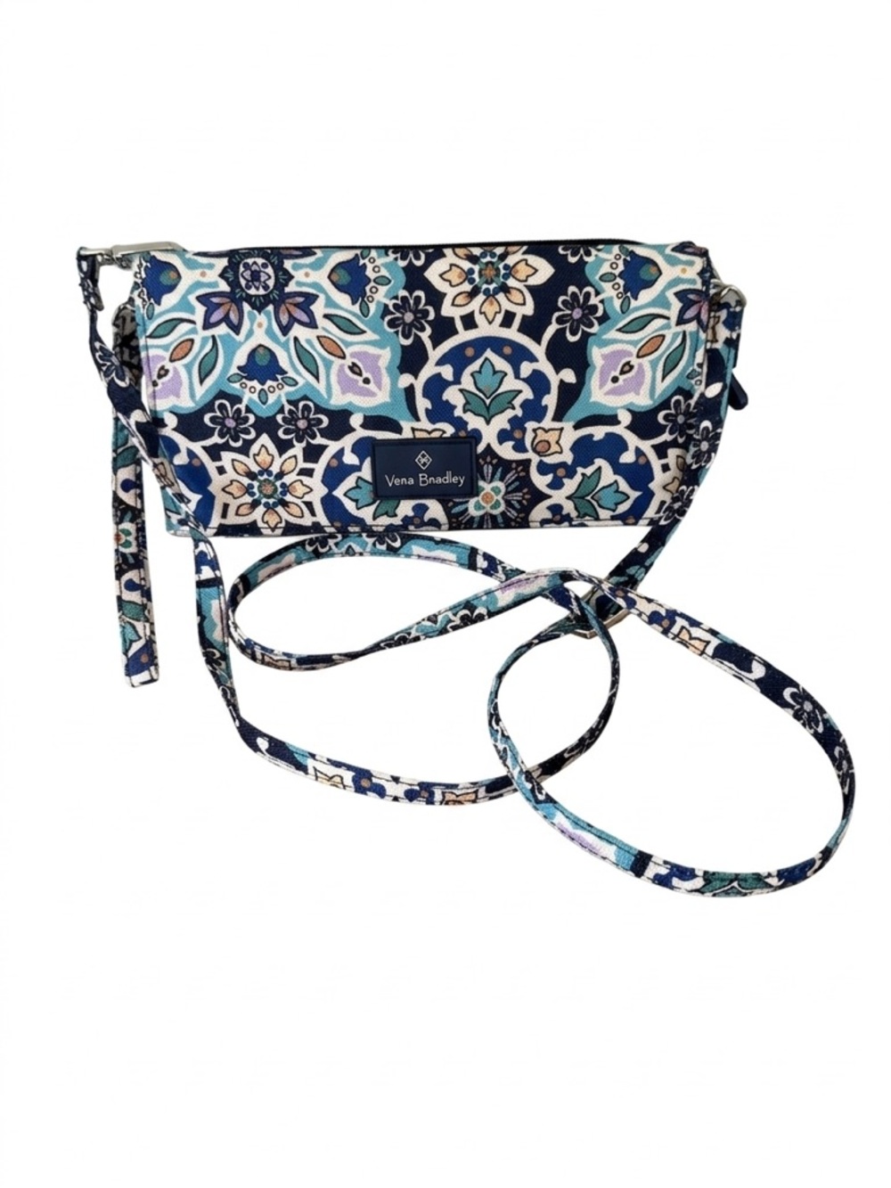 Vera Bradley RFID Wallet/Crossbody Bag Navy, Off White, Aqua Floral